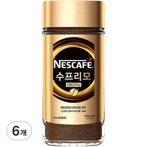 네스카페 수프리모 아메리카노 병 원두커피믹스, 100g, 1개입, 6개
