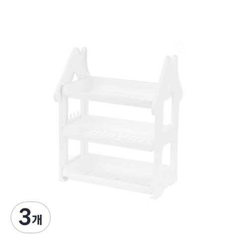 간편한 나무모양 다용도 선반 랙 3단 화이트, 3개