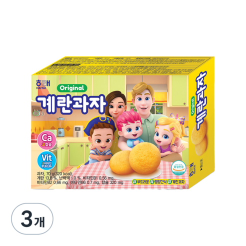계란과자, 70g, 3개