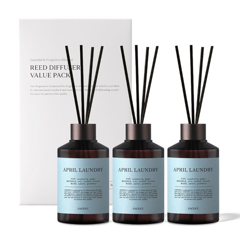 에이센트 실속형 디퓨저, 에이프릴런더리, 200ml, 3개