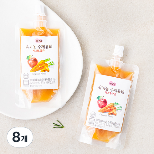 배냇밀 유기가공식품 인증 수제퓨레, 100g, 8개, 혼합맛(사과/당근)