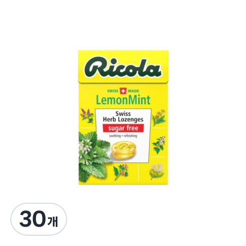 리콜라 무설탕 스위스 허브 캔디 레몬민트, 40g, 30개