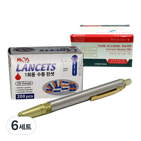 동화 채혈기+채혈침 28G 200p + 알콜솜 100p 세트 채혈기/채혈침, 6세트