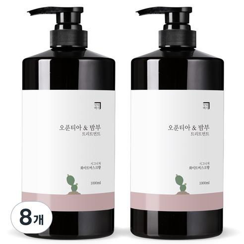 살림백서 오푼티아 앤 밤부 헤어트리트먼트 화이트머스크향, 1000ml, 8개