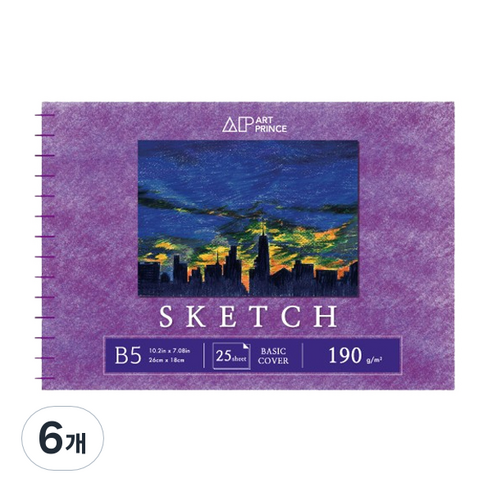 두성 아트프린스 스케치 스프링 스케치북 190g S04, B5, 25매, 6개