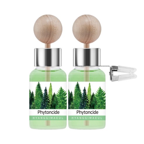 향기마을 차량용 디퓨저 17ml 2p + 나무봉 2p + 송풍구클립 2p, 피톤치드, 1세트