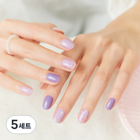 데싱디바 글로우 네일스티커 + Prep Pad 2p + Nail File 세트, 럭키 버니, 5세트