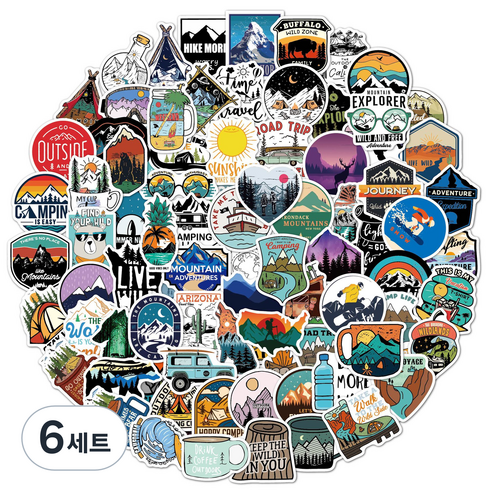 리빙홈디테일 캐리어 노트북 여행 방수 스티커 100p 세트, 타입C, 6세트