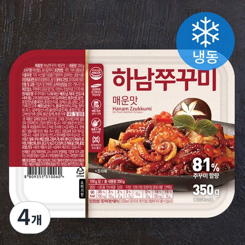 하남쭈꾸미 매운맛 (냉동), 350g, 4개
