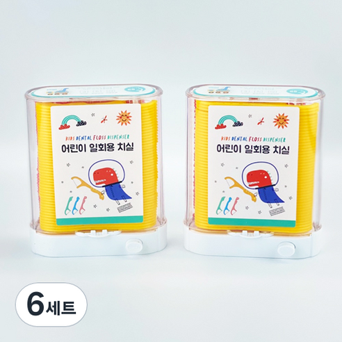 milli 어린이 일회용 치실 자동디스펜서 핑크 + 옐로 88P, 6세트