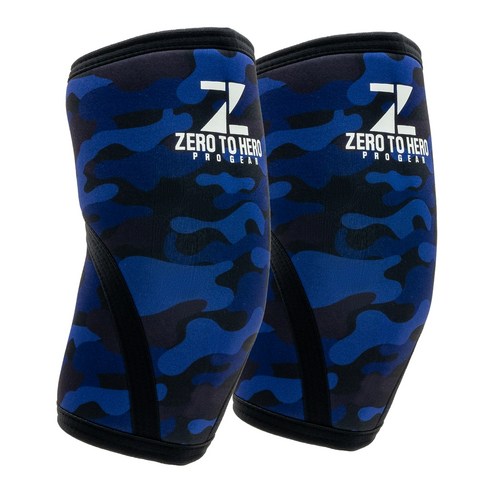 제로투히어로 네오프렌 헬스 팔꿈치보호대 7mm Blue camo 양쪽 세트, 1세트