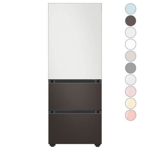[색상선택형] 삼성전자 비스포크 김치플러스 3도어 키친핏 냉장고 313L 방문설치, 코타화이트+코타차콜, RQ33C74C3AP