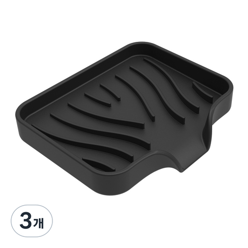 메리길드 실리콘 물빠짐 비누곽 받침대 케이스, 블랙, 3개