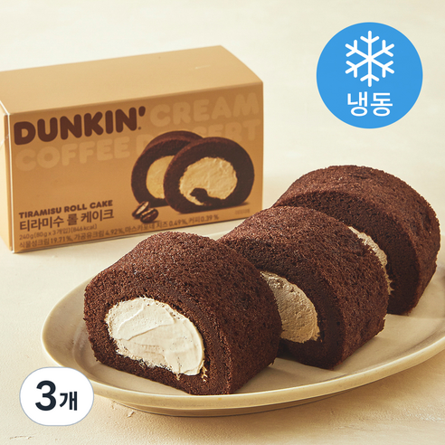 던킨도너츠 티라미수 롤 케이크 (냉동), 240g, 3개