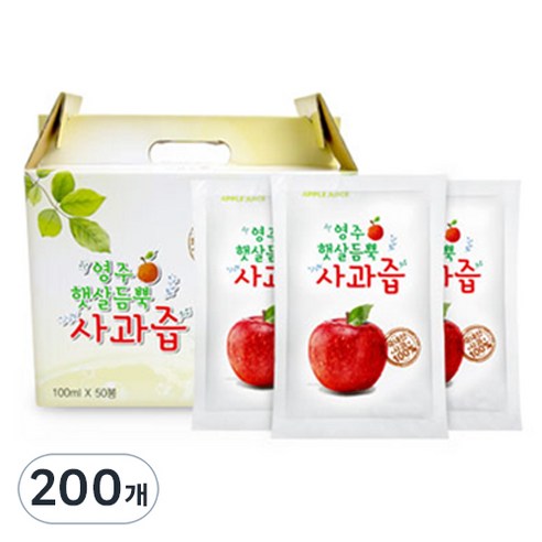 영주햇살듬뿍 사과즙, 100ml, 200개