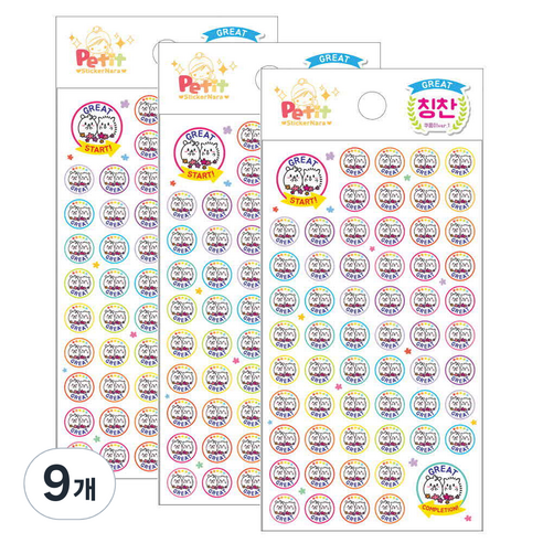 쁘띠팬시 GREAT 쿠룸이 ver 1 칭찬스티커 6p, 혼합 색상, 9개