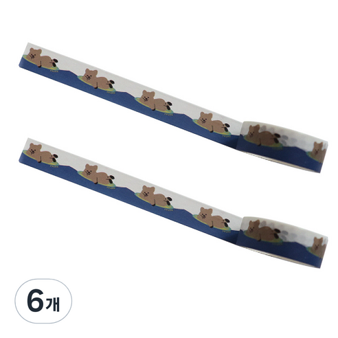 마켓A 쿼카 프린팅 종이 마스킹 테이프 1.5cm x 5m, TYPE 4, 6개