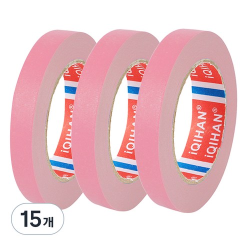 다다 칼라 마스킹 종이테이프 15mm x 15m, 핑크, 15개