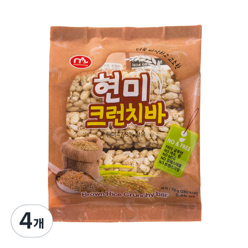 맘모스제과 현미크런치바, 70g, 4개
