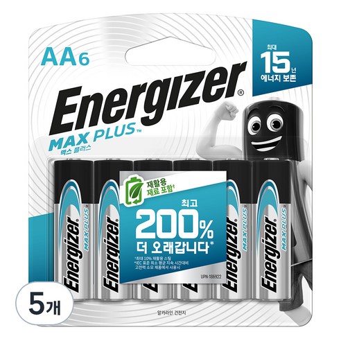 에너자이저 맥스플러스 AA건전지, 6개입, 5개