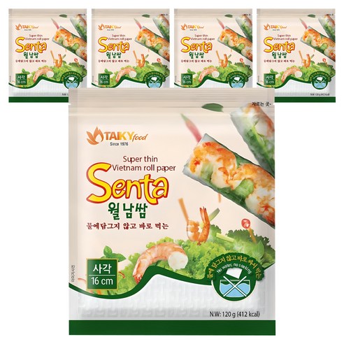 타이키 물없이 싸먹는 월남쌈 사각 16cm, 5개, 120g