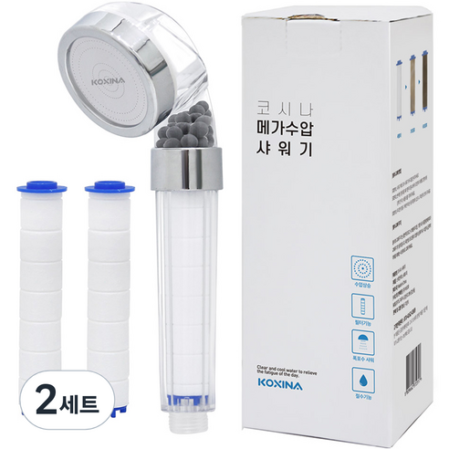 코시나 메가수압 트리플 정수 샤워기 + 필터 2p, 2개, 혼합색상