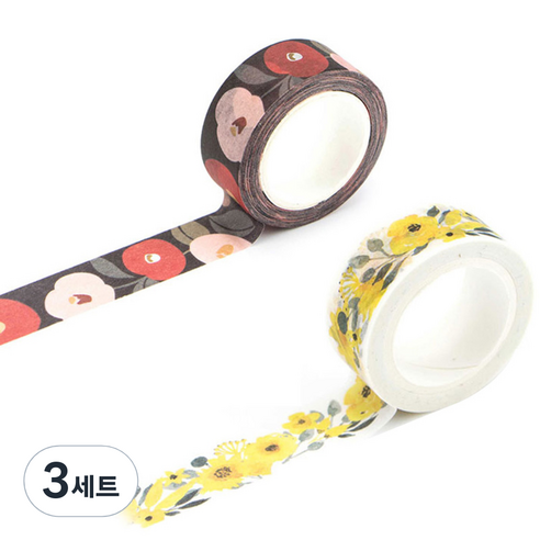 라이프포인트 내츄럴 일러스트 마스킹 테이프 01황매화 세트, 01황매화, 02동백꽃, 3세트