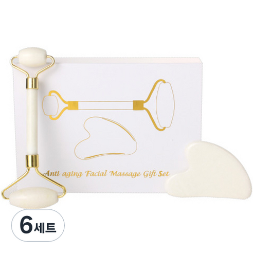 온클릭 백옥 마사지 롤러 + 괄사 세트, 혼합색상, 6세트