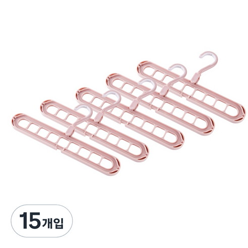 옷걸이 수납 행거, 핑크, 15개입