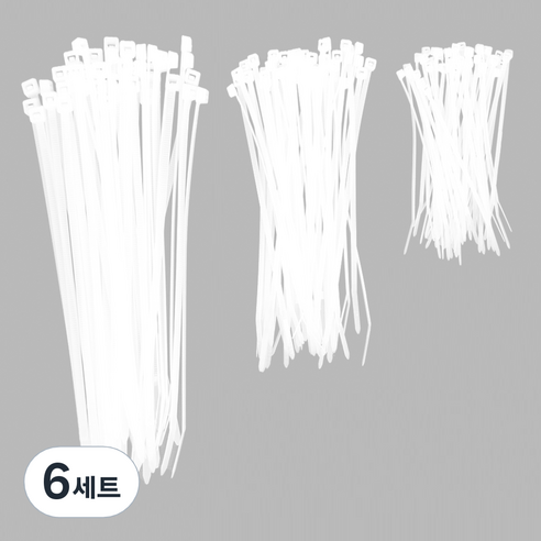 코멧 홈 고강도 PA66 케이블타이 대 50개 + 중 50개 + 소 50개, 화이트, 6세트