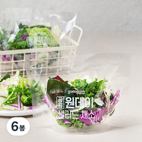 곰곰 원데이 샐러드 채소, 210g, 6봉, 210g