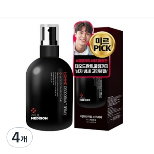폴메디슨 옴므 데오드란트 스프레이 우디 페로몬향, 200ml, 4개
