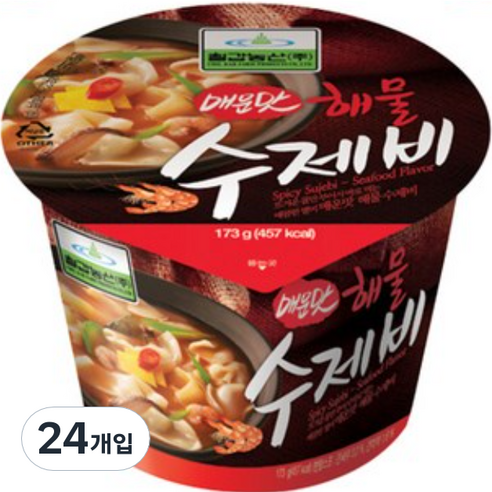 칠갑농산 해물수제비 매운맛, 173g, 24개입