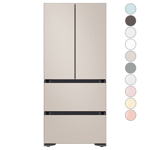 [색상선택형] 삼성전자 비스포크 김치플러스 프리스탠딩 4도어 냉장고 586L 방문설치, RQ58C9442AP, 새틴 베이지