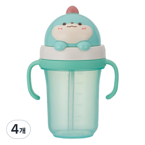 에디슨 프렌즈 흘림방지 입체 빨대컵2, 300ml, 4개, 공룡
