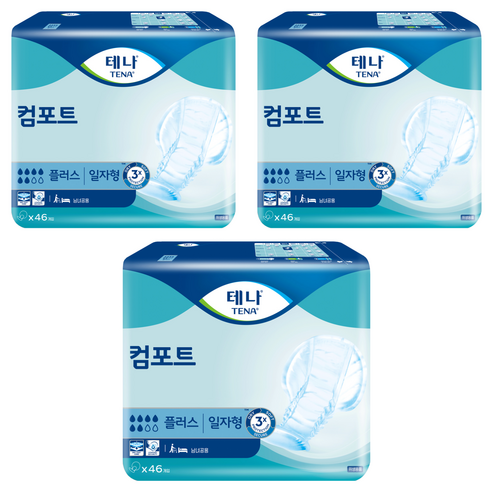 테나 컴포트 플러스 성인기저귀 남녀공용, 46매입, 3개