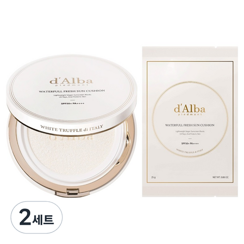 달바 워터풀 프레쉬 선쿠션 25g + 리필 세트 SPF50+ PA++++, 2세트