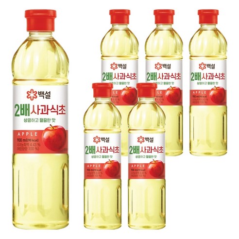 백설 2배 사과식초, 900ml, 6개