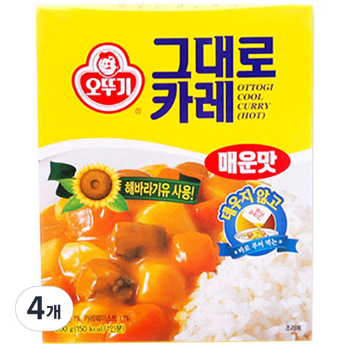오뚜기 그대로 카레 매운맛, 200g, 4개