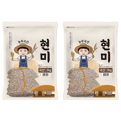 농부곡간 국산 현미, 3kg, 2개