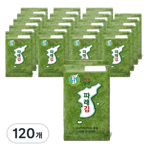 [성경식품] 지도표 재래식 파래 식탁김, 4g, 120개