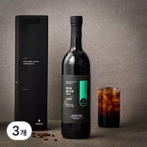 핸디엄 콜드브루 커피원액 디카페인 DECAF BLEND, 750ml, 3개