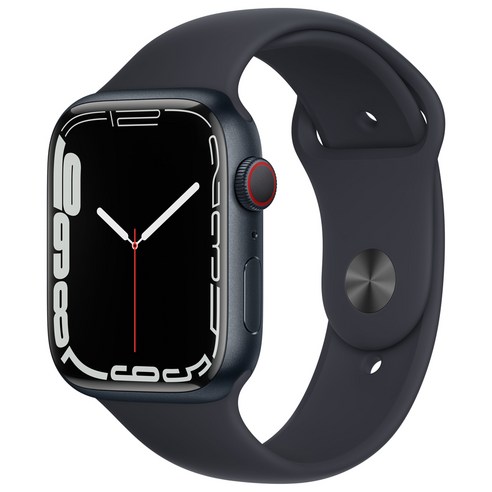 Apple 애플워치 7 알루미늄 케이스 + 스포츠 밴드, 미드나이트 케이스, 미드나이트 밴드, 45mm, GPS+Cellular