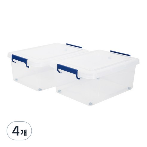 라이피스트 클라스 리빙박스 40L, 투명(몸통,뚜껑),블루(손잡이), 4개