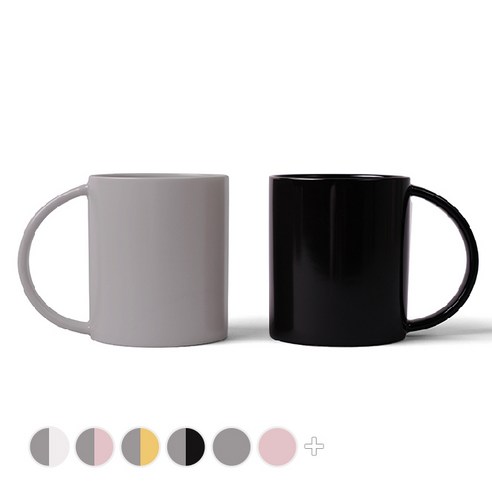 볼볼홈파티 빅머그 600ml, 애쉬그레이, 코코아블랙, 2개