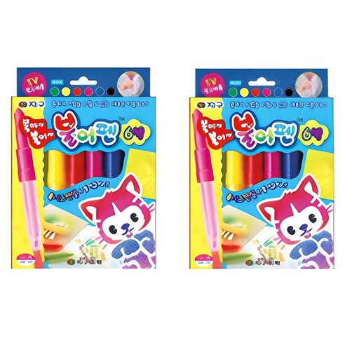 지구화학 불어펜 6색 세트, 빨강,분홍,노랑,초록,파랑,검정, 2개