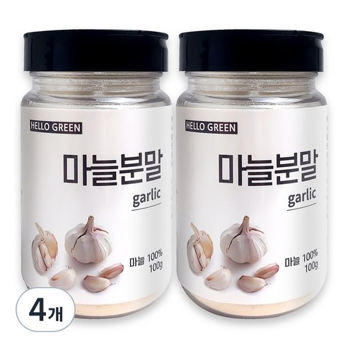 헬로우그린 국산 마늘 분말 통, 100g, 4개
