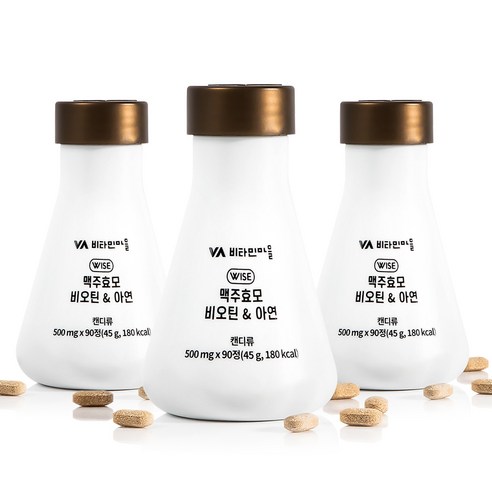 비타민마을 와이즈 맥주효모 비오틴 앤 아연, 3개, 45g
