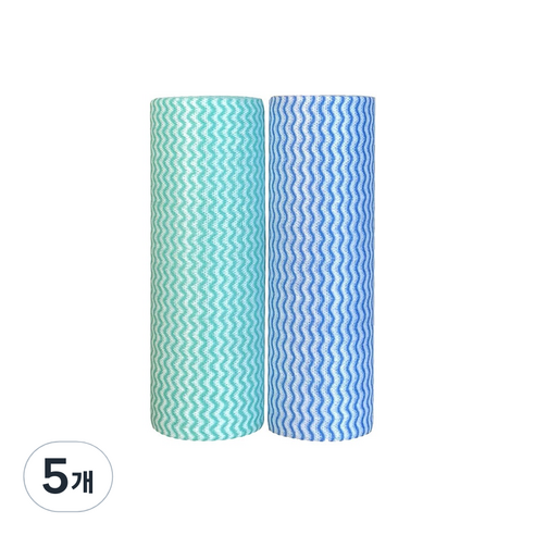 씨엠 1회용 뜯어쓰는 주방 롤 행주 블루, 50개, 5개