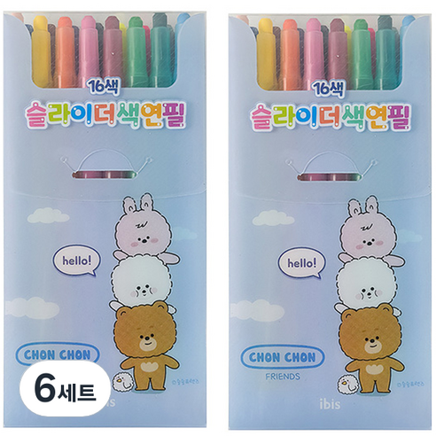 아이비스 슬라이더 색연필 세트 12254 블루, 6세트, 16색